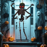 6ft Sound-Activated Halloween Skeleton - Flashing Red Eyes, Spooky Sounds, 4 Poseable Arms Extra 04271762