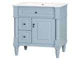 24 Inch Bathroom Vanity with Sink, Grey Blue Freestanding Bathroom Cabinet with Flip Drawer, 71370479
