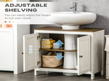 Pedestal Sink Storage Cabinet, Under Sink Cabinet with Double Doors, Antique White, Walnut-AS 50137181