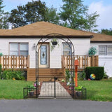 198.5*50*219cm Courtyard Arc Top With Door With Planting Frame Iron Art Iron Arch Black 02242955