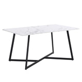 ZUN Modern Faux Marble 6-Piece Dining Table Set,60inch Metal Kitchen Table Set with Upholstered Dining 03612036