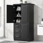 ZUN Tall and Wide Storage Cabinet with Doors for Bathroom/Office, Three Drawers, Black WF299285AAB