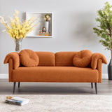 68.5" Modern Lamb Wool Sofa With Decorative Throw Pillows for Small Spaces 03215478