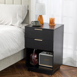 Black P2 Density Board Wavy Pattern Drawer Front 454070cm Two-Drawer Bedside Cabinet 75644100