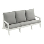 ZUN HIPS 3 Seater Sofa with Cushion, Wood Grain Outdoor Garden Sofa,White/Grey W1209114907