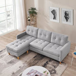 ZUN 87 Inches Wide Modern Convertible Sofa & Chaise, L Shaped Tufted Fabric Couch, Reversible B082111420