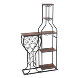 ZUN 11 Bottle Wine Bakers Rack, 5 Tier Freestanding Wine Rack with Hanging Wine Glass Holder and Storage W2167130778