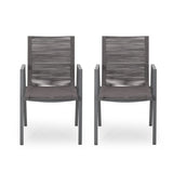 ZUN Outdoor Modern Aluminum Dining Chair with Rope Seat , Gray and Dark Gray 64679.00GRY