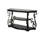 Sofa Table, Glass table top, MDF W/marble paper middle shelf, powder coat finish metal legs. W48720762
