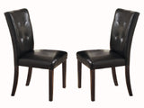 ZUN Button-Tufted Side Chairs Set of 2pc Wood Frame Espresso Finish Dining Furniture B01143602