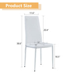 ZUN Grid armless high backrest dining chair, 6-piece set of white chairs and plated silver legs, office W1151107276