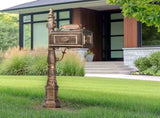 Decorative Large Mailbox with Post, Heavy Duty Cast Aluminum Postal Mail Box with Address Plaque, 06709382