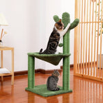 ZUN Cat Tree Scratcher Cactus With Cat Scratching Post Hammock Interactive Ball Green 29427516