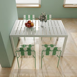 4-Pack Modern Striped Color Block Chairs - Waterproof PP Seat & Sturdy Metal Legs, Indoor/Outdoor W3450P322875
