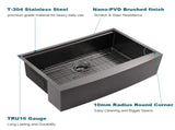 33" L X 22" W Farmhouse Kitchen Sink Matte Black Stainless Steel 33 in.Single Bowl Farmhouse Apron JYSG322MB
