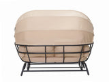 2-Person Outdoor Swing Chair with Adjustable Canopy, Modern Egg Shaped Rocking Lounge Chair with W3990P430773