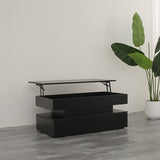 High Quality Three-Tier Foldable Coffee Table with Drawers for Living Room Home Furniture Black W650P263503