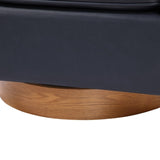 Maisy Midnight Blue Faux Leather Wood Base Barrel Swivel Chair B050P322574
