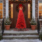 5FT Red Christmas Tree with 624 Tips Hinged Branches PVC Artificial Plant Tree Stable Metal Stand 07495040