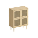 4-Doors Rattan Mesh Storage Cabinet, Sideboard with Eight Storage Spaces, for Entryway, Living Room, W757P198553