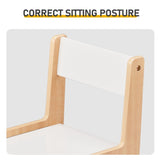 White & Wood Tone Kids Table and 2 Chairs Set, MDF, 60*60*44cm 11132323