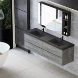 60" Floating Bathroom Vanity with Sink, Modern Wall-Mounted Bathroom Storage Vanity Cabinet with W1573P155849