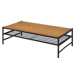 ZUN Oak and Black Coffee Table with Shelf B062P209091