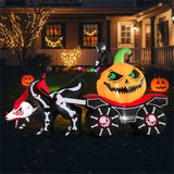 9 Feet Halloween Inflatable LED Lighted Carriage with Pumpkin and Skeleton Dragon 37738258