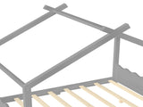 Full House Floor Bed with Support Slats, Solid Wood House Bed Frame for Kids, No Box Spring Needed W1580P387843