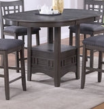 Dining Table Round Counter height Dining Table w Shelve 1pc Table Only Built In Leaf Solid wood Gray B011P182982