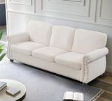 Soft Velvet Sofa, Upholstered 3 Seater Couch with High-Density Foam, Loose Back Cushions and Solid B2735P292318
