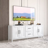 ZUN Modern White TV Stand with Drawers and Cabinet for Organized Entertainment Center W1778140562