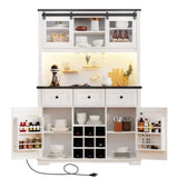 71" Farmhosue Pantry Bar Cabinet with Internal Storage Rack,Kitchen Cabinet with Hutch,Sliding 66804643