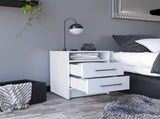 Eter Nightstand , End Table, Side Table Superior Top, Two Drawers -White B07091864