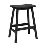 ZUN 2pcs Pine Wood Saddle Seat Bar Stool Black 40177357