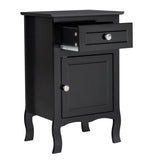 2pcs 40*30*63cm Country Style MDF Spray Paint Curved Feet One Draw One Door Night Table Black 71595633