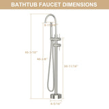 Freestanding Bathtub Faucet Floor Mount Tub Filler Brushed Nickel, Swivel Gooseneck Spout with W1243P316231