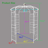 ZUN Metal Garden Arch Iron Garden Arbors Gazebo Dia 81.3'' x 114.2'' High Birdcage Shape Pergola W1586104488