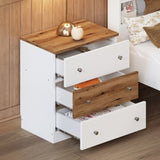 3-Drawer Wooden Nightstand with Colorblock Design and Metal Handle, Wood Side Table with Storage N733P187496D