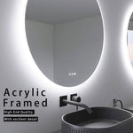 ZUN 32 in. Round Acrylic Framed Dimmable Anti-Fog LED Bathroom Vanity Mirror W716P233451