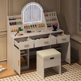 47.2" Makeup Vanity Mirror and Light, Vanity Desk Cushioned Storage Stool, Dressing Table 41364070
