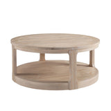 ZUN 40inch Large Curved 2 Tier Traditional Round Circle Wooden Center Coffee Table,Rounded Table with W2582P202644