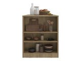 Lacour Kitchen Island, Kitchen Bar Table with 3-Side Shelves, Natural Oak B097P474294