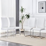 ZUN Luxury Simple Arch Chair - Set of 4 White PU Material High Resilience Dining Chair with Arched Metal W1151P154858