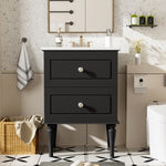 ZUN 24'' Bathroom Vanity with Ceramic Sink Combo Set, Solid Wood Frame Modern Bathroom Storage N710P195621B