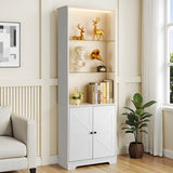 3-layer glass shelf with 2 doors double Z shape LED light strip front curved base feet triammine 45798637