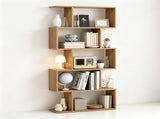 5-Tier S-Shaped Geometric Bookshelf, Modern Z-Shelf Bookcase with Anti-Tip Kits, Freestanding 26719101
