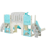 ZUN Kids Slide Playset Structure 8 in 1, Freestanding Ocean Themed Set with Slide, Arch N710P176322C