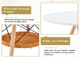 31.5-inch diameter circular dining table, white MDF vacuum formed tabletop, solid wood legs, with W1151P431133