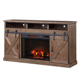 ZUN 66 inch Electric Fireplace TV Stand for TVs up to 80 inches, Minimal Assembly, Barnwood Finish B108P160225